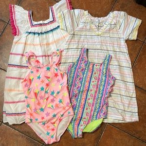 EUC Girls Resort Wear 2 Swimsuits & 2 Coverups